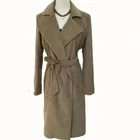 P19B67HX women faux suede tassel fringe long windbreaker jacket coat