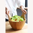 Hot New Exquisite Selling Bamboo Wooden Sturdy Round Salad Bowl
