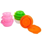 Microwave Oven Bowl Round Eco-Friendly Food Storage Container Lunchbox Silicone Collapsible Portable Lunch Box