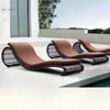 elegant outdoor aluminum frame woven pe rattan chaise sun bed lounge