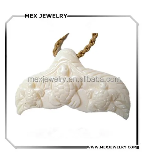 Dos homens Handmade Esculpido ox Genuíno vaca Osso da cauda da baleia e tartaruga pingente jóia animal