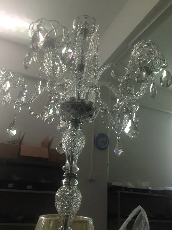 Number TD29 plastic candelabra crystal wedding clear table lamp for