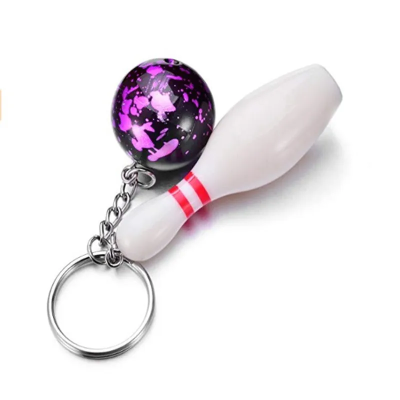 Promo custom logo plastic bowling ball keychain