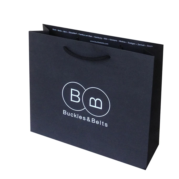 high quality recycled matte black kraft paper bag with handle