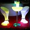 PE plastic commercial furniture 16 colors changing nightclub ktv pub led bar tables with high stools