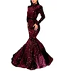 Sexy Mermaid Dress Black Sequin Fabric Western Pattern Evening Party Gowns