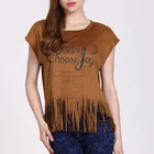women leather blouse,tassel crop tank top