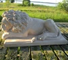 Custom made home gate decoration white marble stone lying lion guardian statue