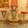 Fashion design Modern Cocktail Table Furniture Gold stainless steel base with round glass tray wedding bar table sets