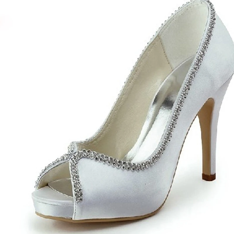 2015 Lady Sexy Peep Toe Spring Summer Shoes Rhinestone Wedding Shoes Simple Graceful Bridal Shoes Bridesmaid Shoes