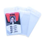 Vertical clear PVC name tags badge ID card holders with waterproof type resealable zip