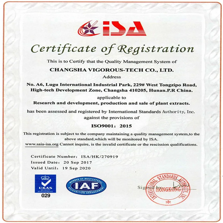 ISO9001 of vigorous-tech