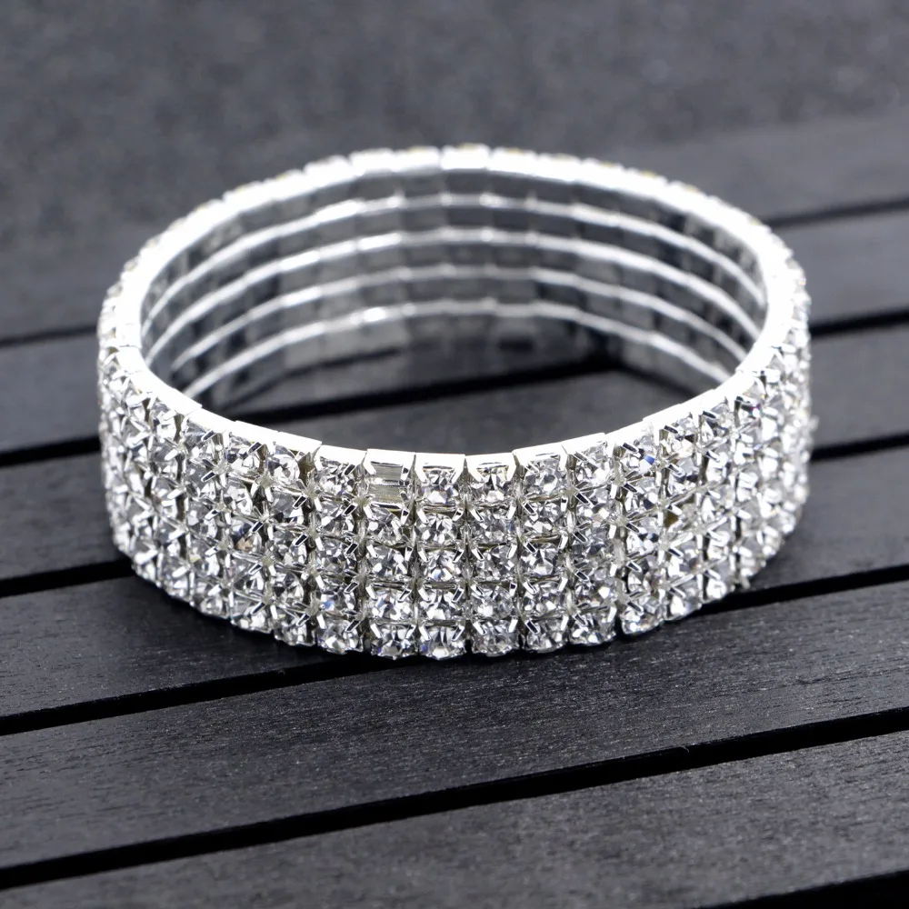 Venda quente Clássico de Noiva Strass Cristal Gargantilha Colar Brincos e Pulseira Conjuntos de Jóias de Casamento Acessórios Do Casamento X164 (6)