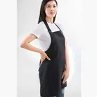 Adult black plain cotton apron,Poly/cotton bib adjustable neck strap Apron with pockets