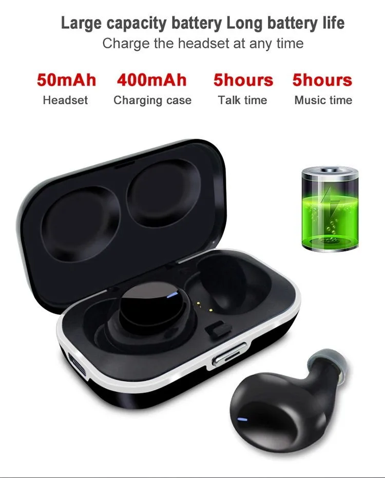 Invisible In Ear S8 Wireless Sports Headphone Waterproof Bluetooth 5.0 Tws Earbuds - ANKUX.COM