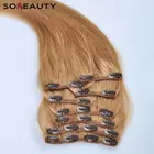 100% Human Hair Blond Remy Kinky Clip In Extensions