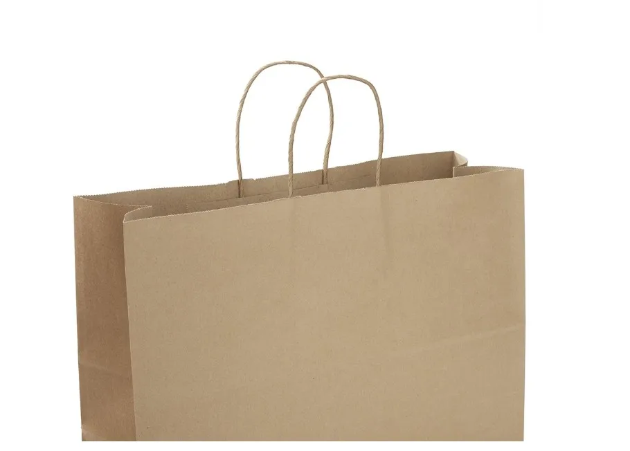brown recyclable kraft paper gift bag with handle