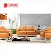Modern yellow leather sofa with chrome frame(FOH-6675)