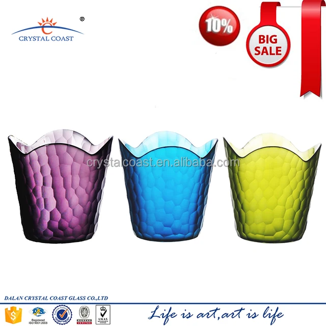 cylinder clolored mosaic glass jar candle; wax glass jar for