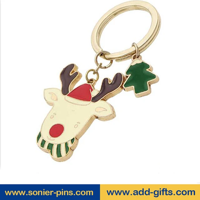 holiday decoration and gift antelope key chain, christmas tree
