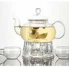 600ML Insulated Glass Brewing Tea Pot Flower Glass Pot with infuser