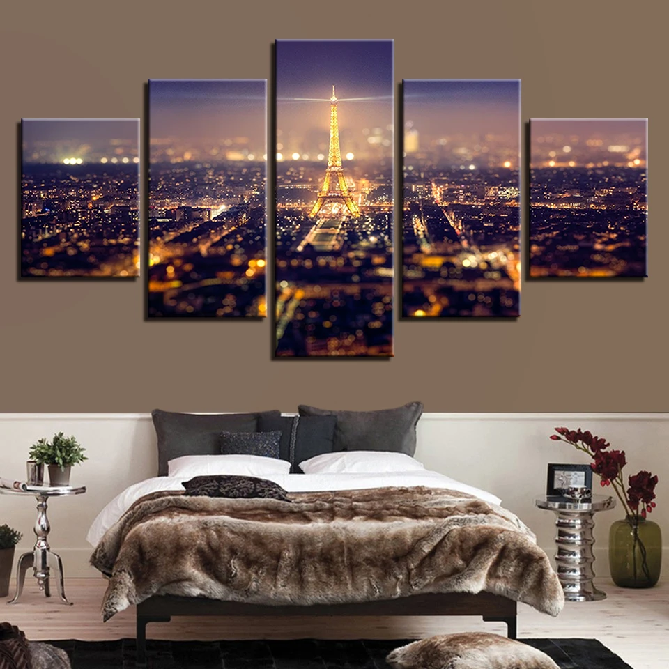 Eiffel Tower Paris Night Landscape Poster