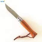 good quality turning lock wooden handle opniel pocket folding knife
