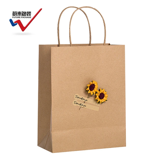 sun flower twisted paper handle boutique bags paper