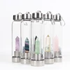 High Borosilicate Glass Bottle With Gemstone, Custom Glass Water Bottle Gemstone Water Bottle, Gemstone Crystal Water Bottle
