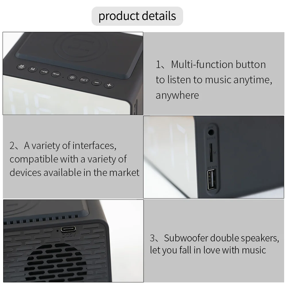 New product smart led speaker alarm clock wireless plastic bluetooth speaker with 2000mah power bank - ANKUX.COM