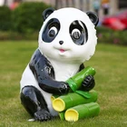 Zoo Display Life Size Animal Panda Statues Model For Play