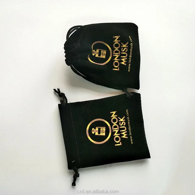 bags black gift velvet drawstring bag with customized logo