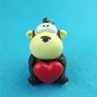Novelty animal shaped monkey heartbeat keyrings, squeeze heart popper soft plastic keychains