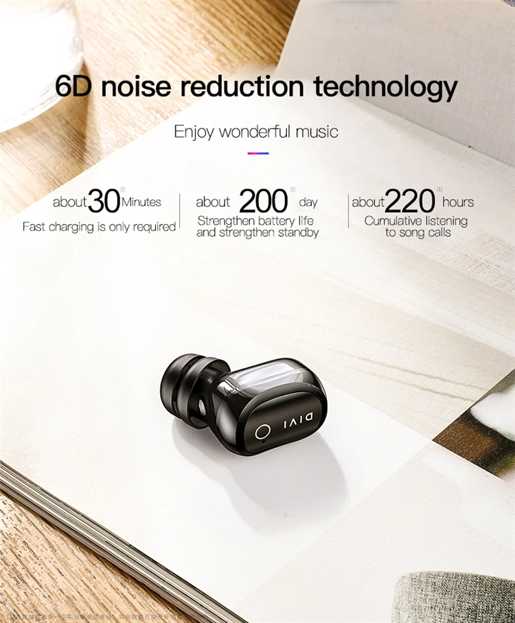 DIVI Wireless Sports Headset Headphones TWS Mini Sweatproof Earphone with Noise Cancelling and Charging Box for Samsung - ANKUX.COM