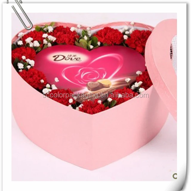 chocolate heart shape sweet gift flower box