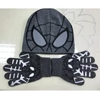 Kids winter knit hat print and embroidery spider-man patterns scarf hat and gloves sets