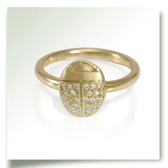 Yaratıcı moda fabrika toptan alaşım altın kaplama kristal scarab yüzük