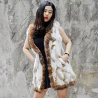 CX-G-B-145 Knitted Rabbit With Raccoon Fur Collar Women Vest