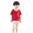 boys boutique clothing summer kids suit for boys stretch cotton and linen two-piece set Chinese hanfu traditional
