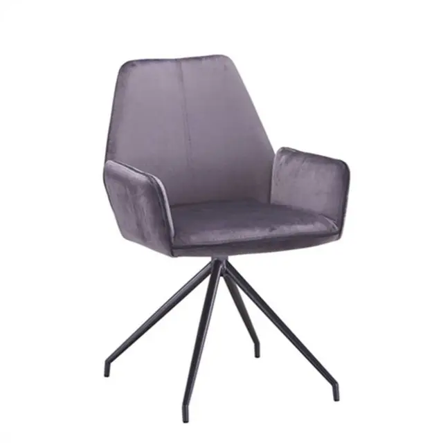 golden supplier home furniture luxury super comfortable velvet fabric covered french style dining armchair with metal legs