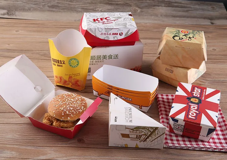 custom logo printed paper take away food boxes and cup