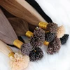 Factory price human hair natural blond keratin curly hair extensions