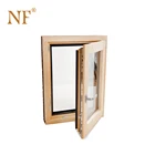 Luxury Wood Grain Color Film Coated PVC Casement Glass Door with Double Glazing Tempered Glass