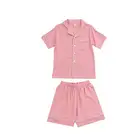 Wholesale OEM kids summer wear homewear baby pajamas rayon/artificial cotton two-pieces baby clothes lounge wear