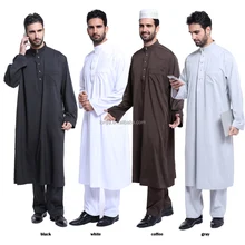 Robe Musulmane Homme à Manches Longues Chemise En Coton Et Lin Robes Décontractée Poche Islamique Uni Col V Grande Taille Kamis Jelaba Hommes Kaftan Fendue Ourlet