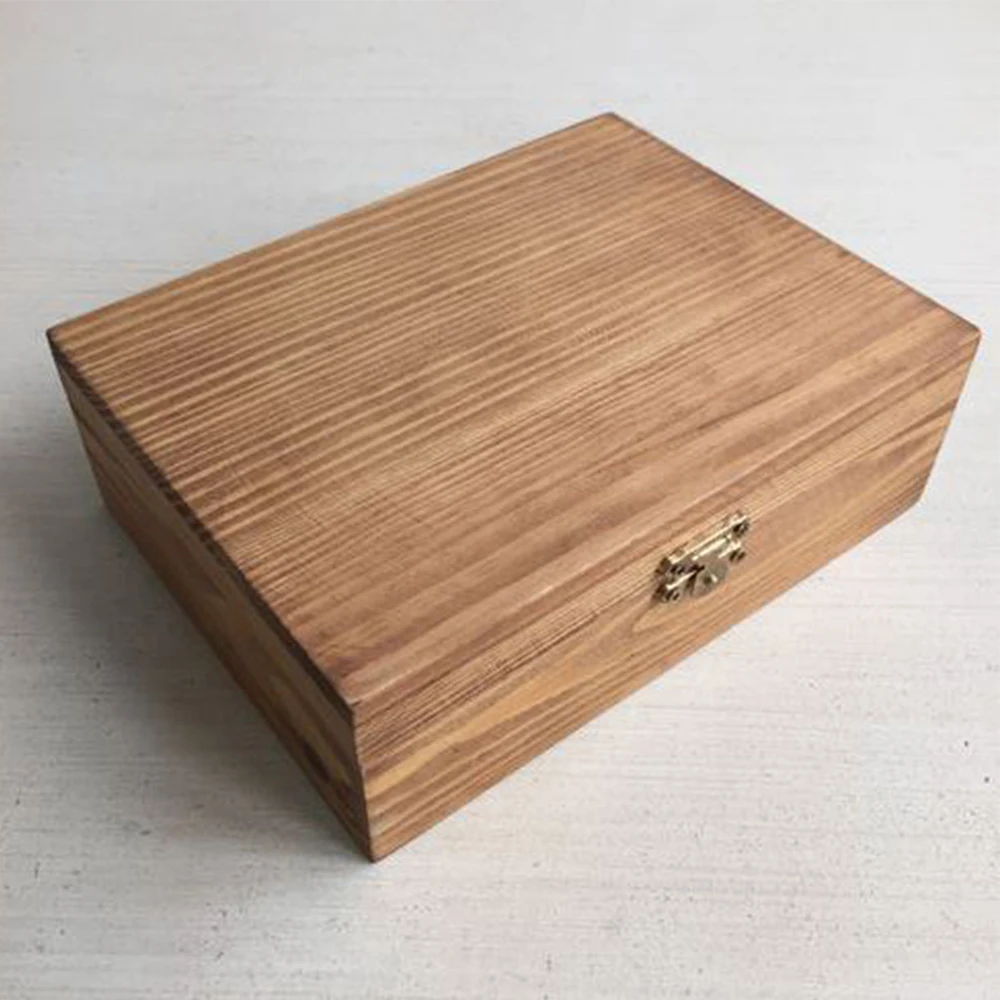 small wooden lock box