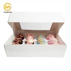 Foldable custom paper cup cake packaging box cupcake boxes with clear window