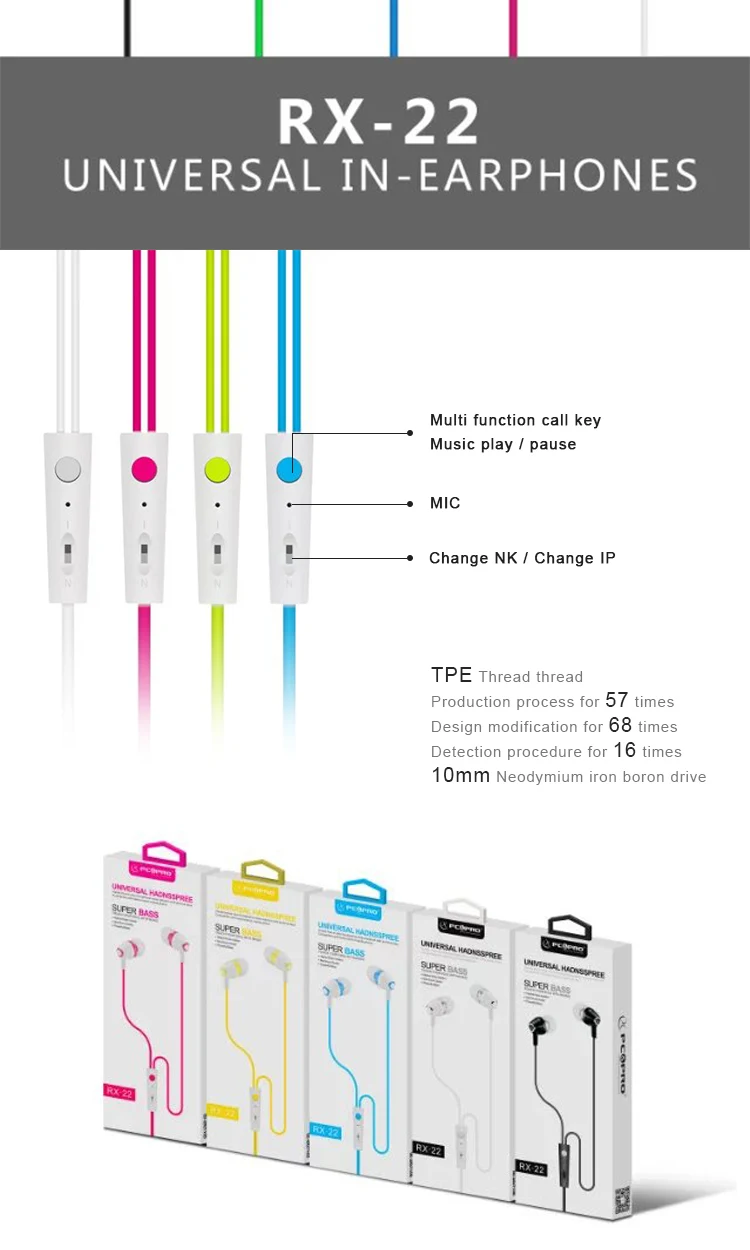 2016 Cheap Promotion Running flat cable Earphone for Phone
