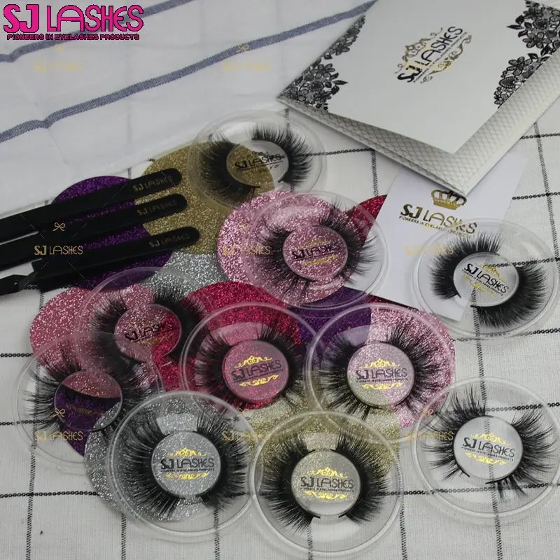 Luxury Lashes 3D Mink Siberian Eyelash Custom Eyelash Packaging SJ LASHES Wholesale 100% Real Mink Fur Eyelashes