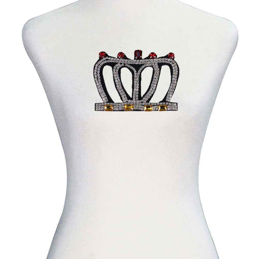Cheap Beaded Crystal Crown Patches For Bags Clothing